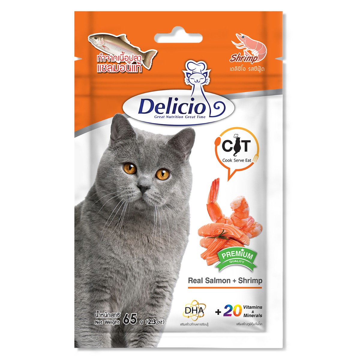 Delicio Premium Quality Real Salmon & Shrimp Cat Meaty Treat - 85gm