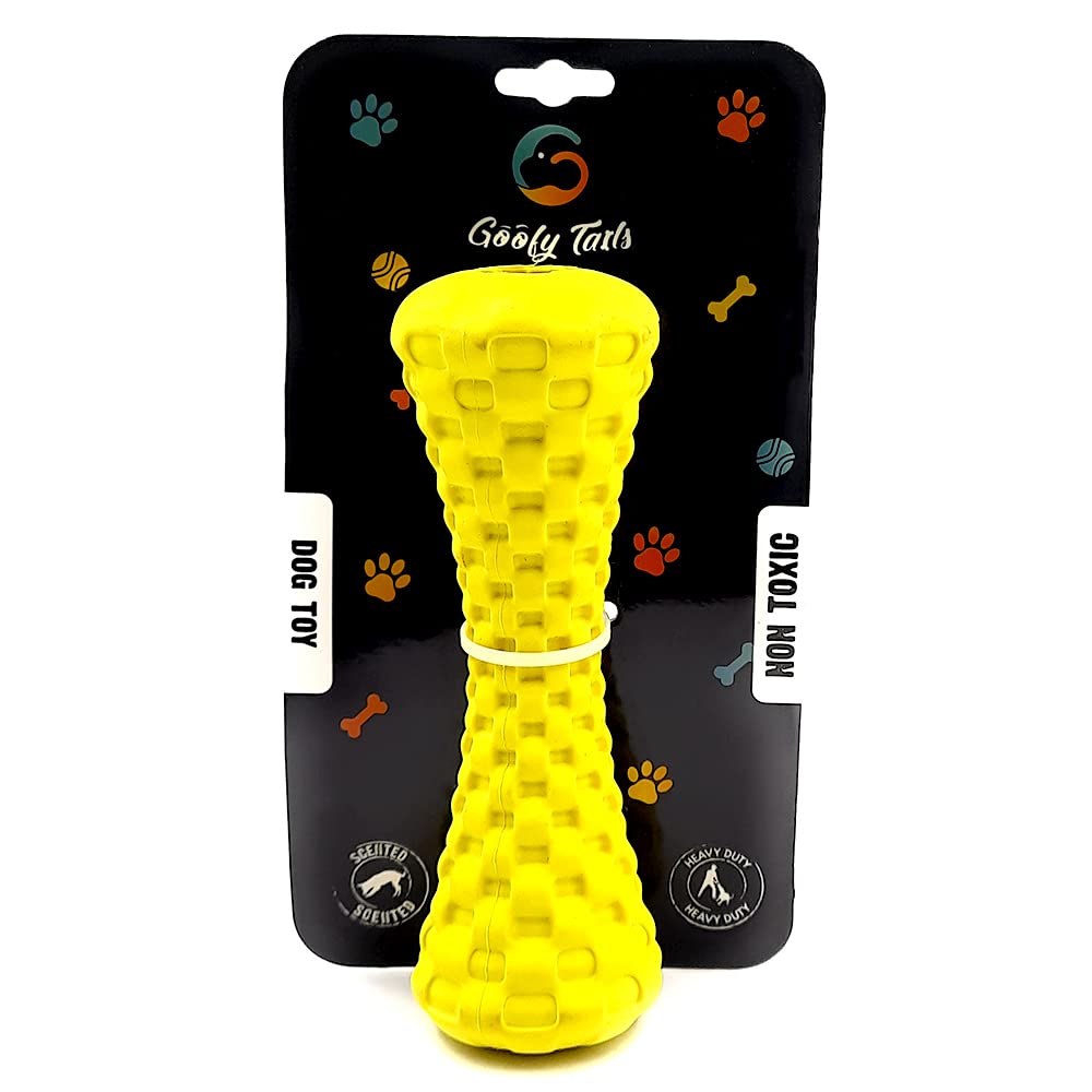 Goofy Tails Natural Rubber Dumbbell Treat Dispensing Interactive Dog Toy - not to be enabled