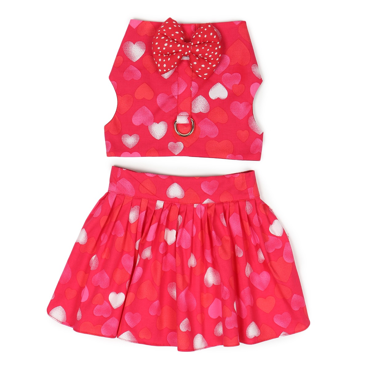 beboji Red Heart Frock for Dogs with Bow Tie - 2XL