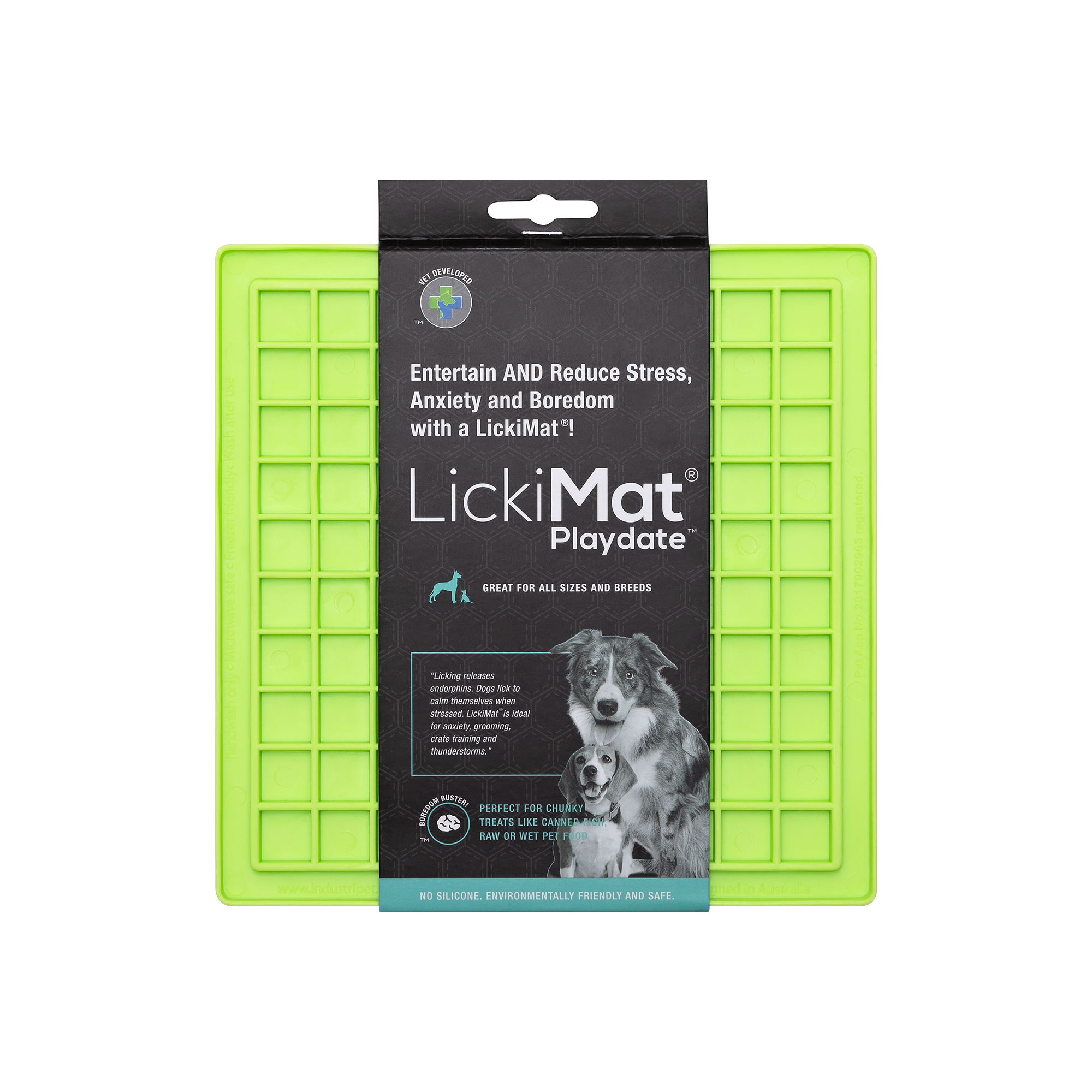 LickiMat Playdate Green Slow Feeder For Dogs Extra Large-Green