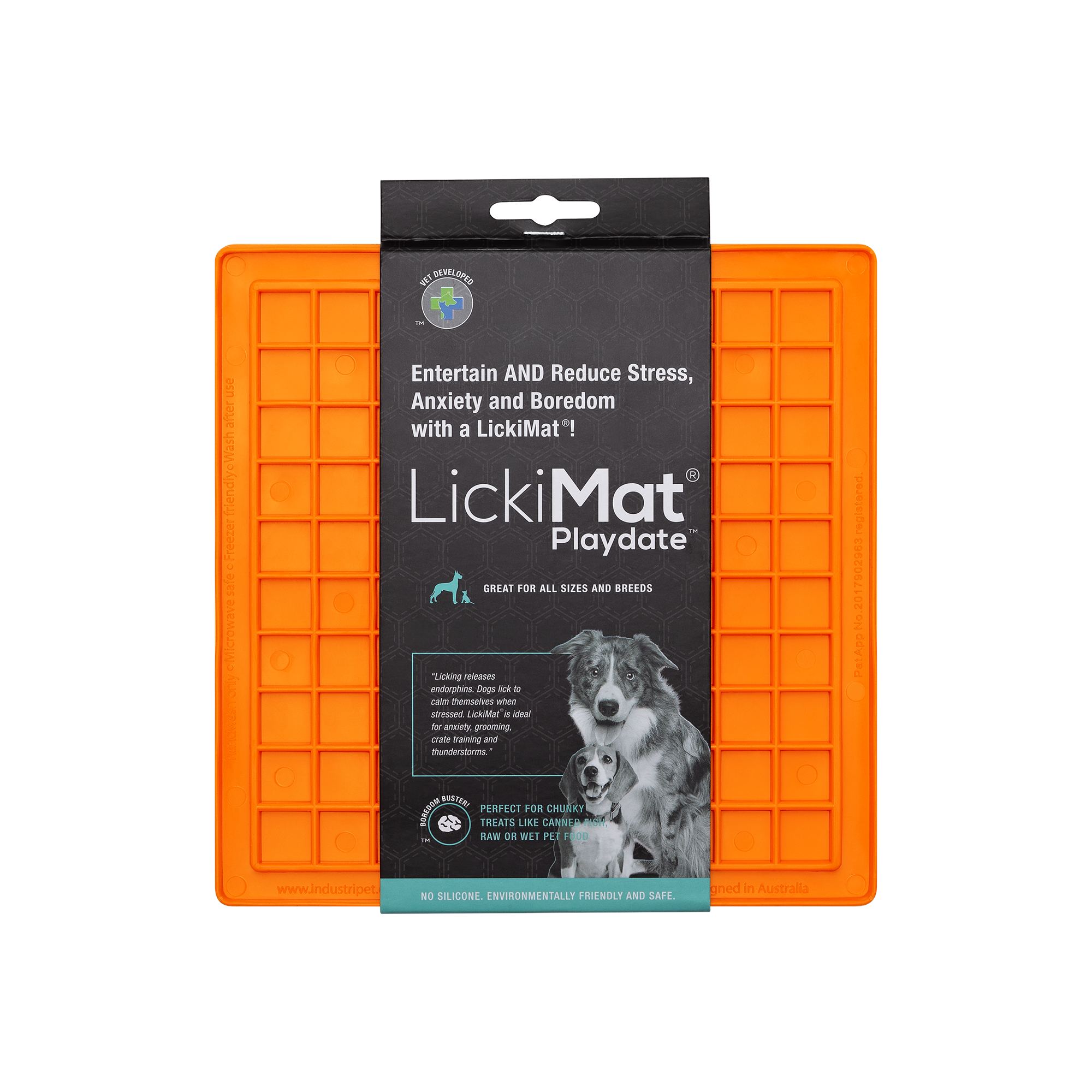 LickiMat Playdate Slow Feeder For Dogs-Orange