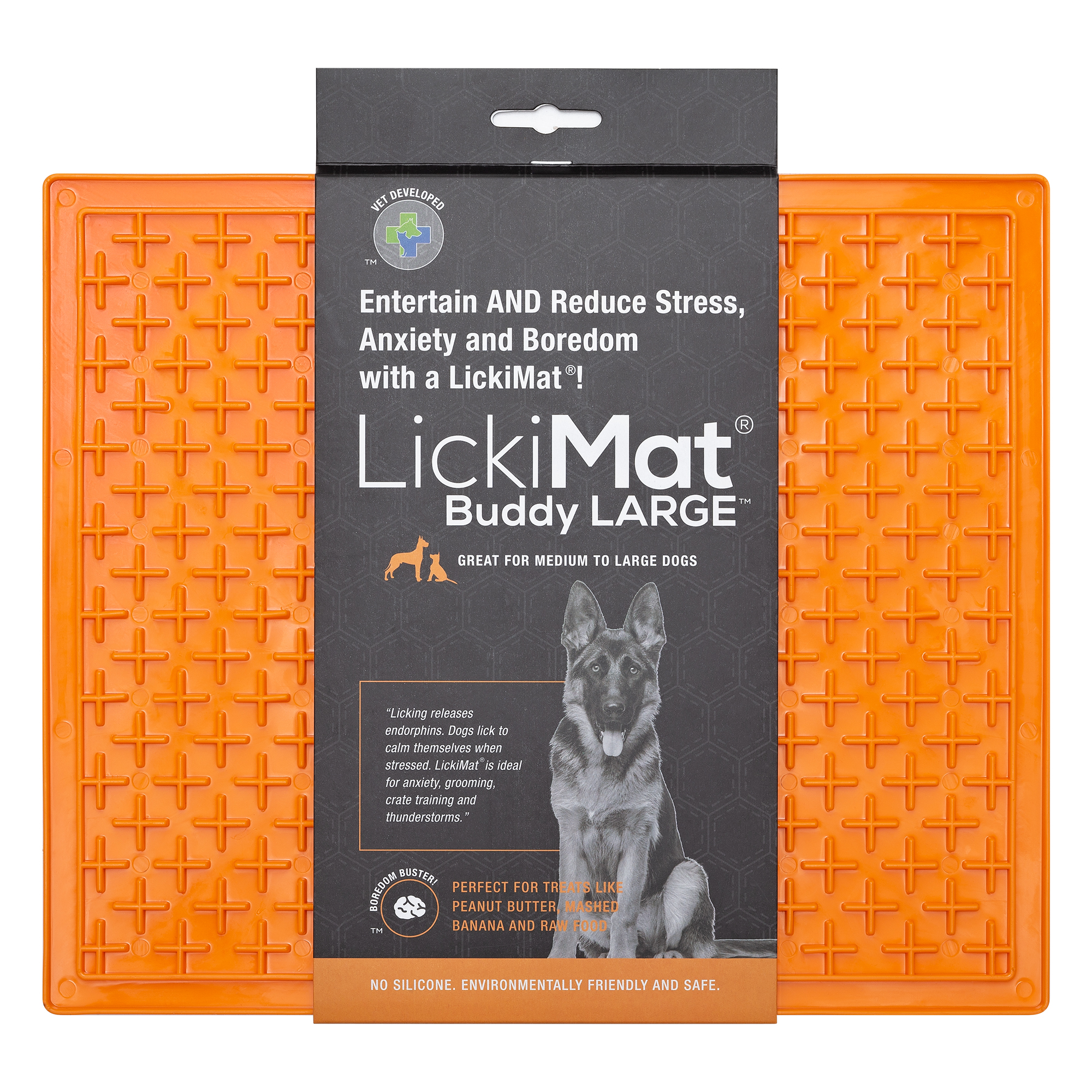 LickiMat Playdate Green Slow Feeder For Dogs Extra Large-Orange