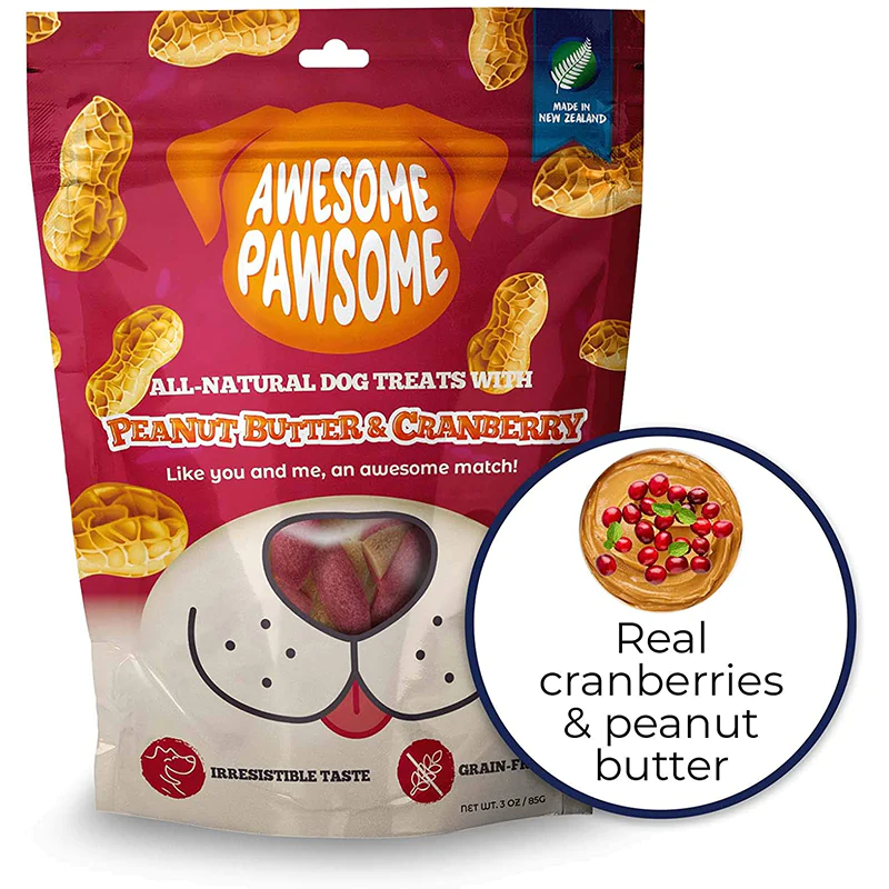 Awesome Pawsome Peanut Butter & Cranberry All-Natural Grain-Free Dog Treat - 85 gm - not to be enabled