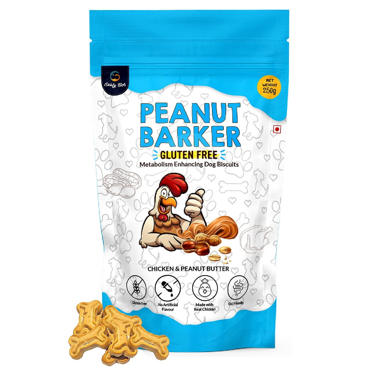 Goofy Tails Gluten-Free Peanut Barker Chicken Non-Veg Biscuits for Dogs & Puppies - 250 gm - not to be enabled