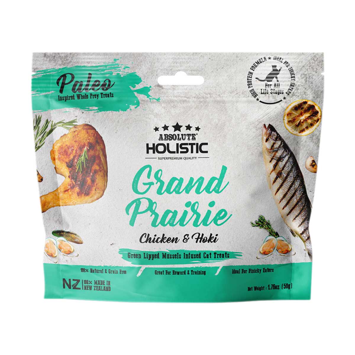 Absolute Holistic Grand Praire Chicken & Hoki Air-Dried Cat Treat - 50 gm