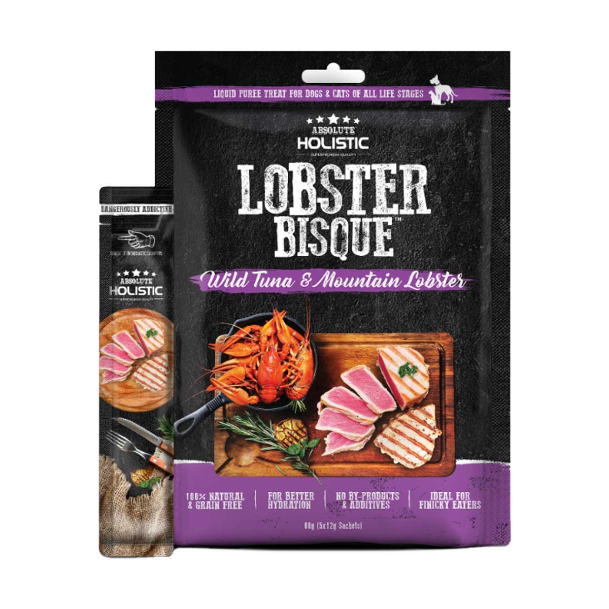 Absolute Holistic Lobster Bisque - Wild Tuna & Mountain Lobster Puree Dog & Cat Treat - 60 gm