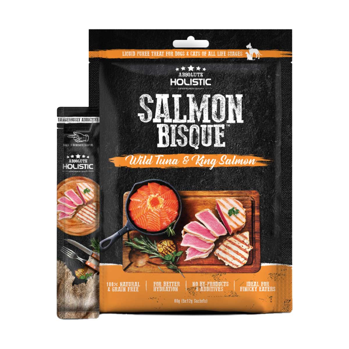 Absolute Holistic Lobster Bisque Wild Tuna & King Salmon Puree Dog & Cat Treat - 60 gm