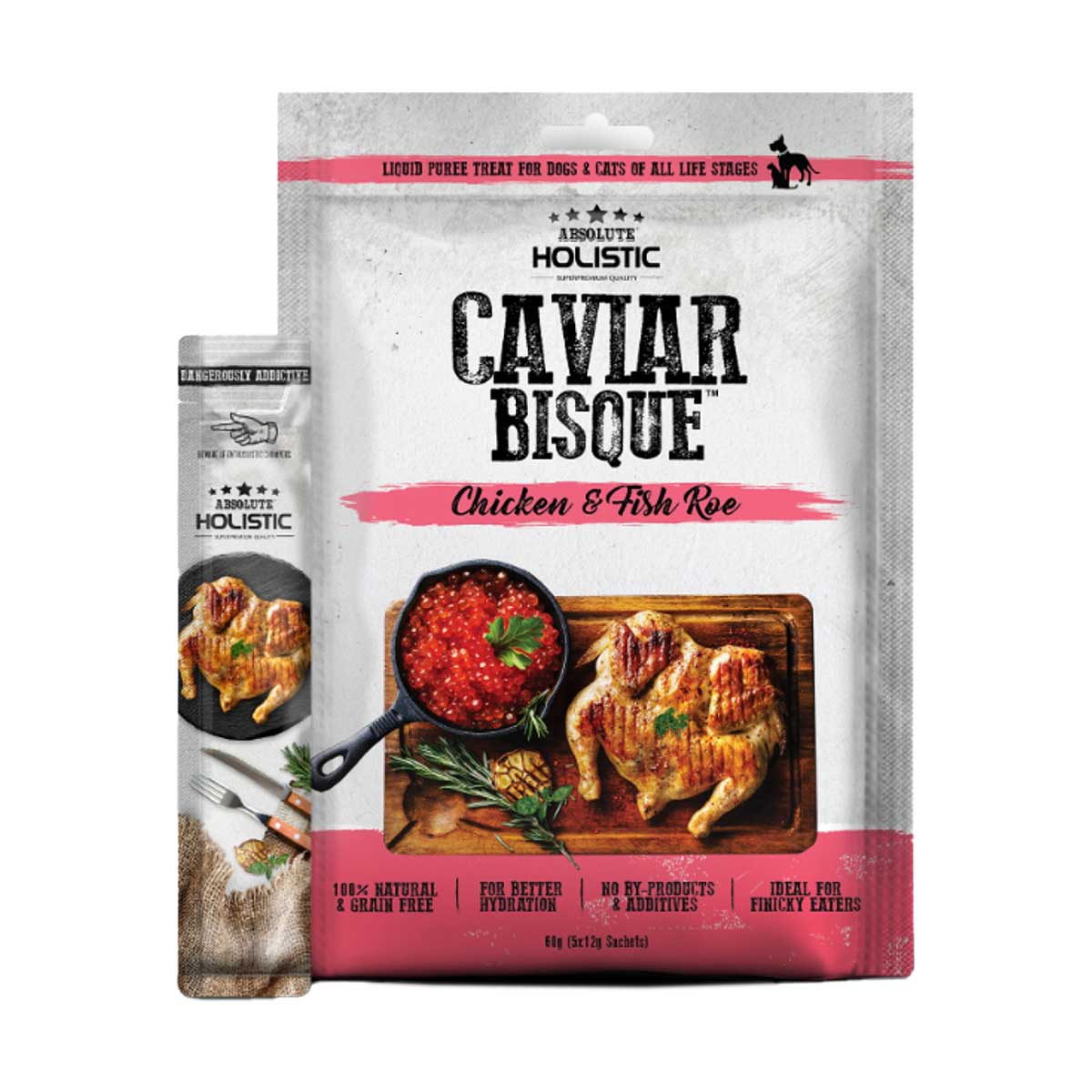 Absolute Holistic Caviar Bisque Chicken & Fish Roe Dog & Cat Treat - 60 gm