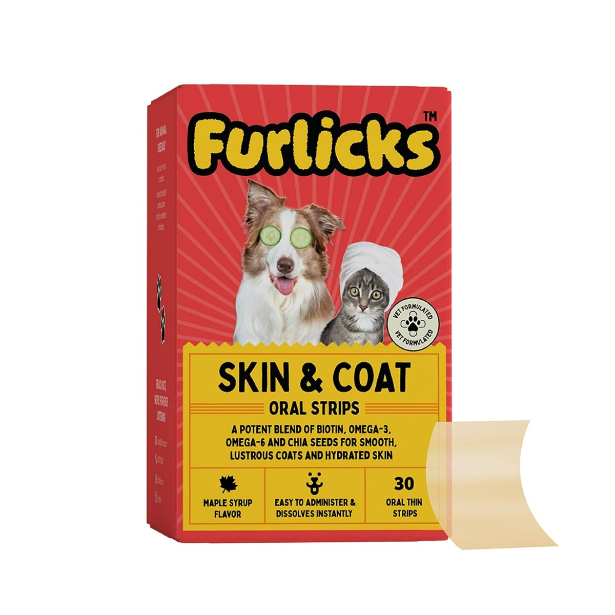 Furlicks Skin & Coat Supplement for Dogs & Cats - Maple Syrup Flavor